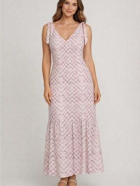 Banana Republic Blush Chevron Tie-Shoulder Maxi Dress